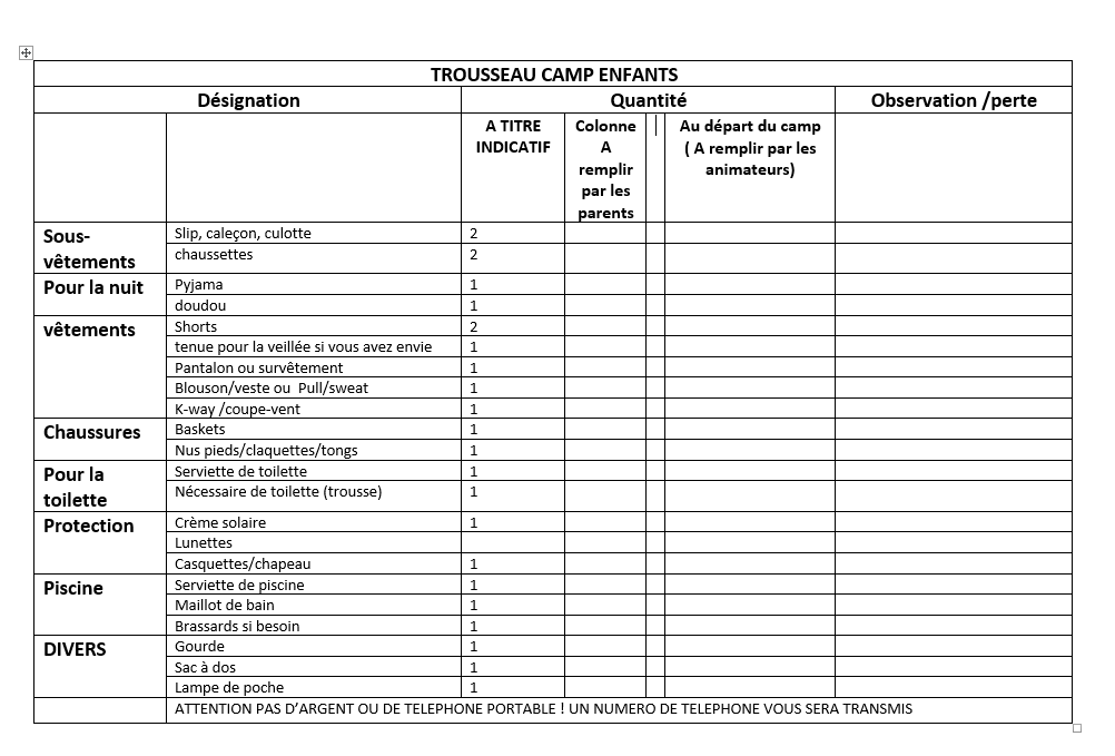 trousseau camp enfants 2